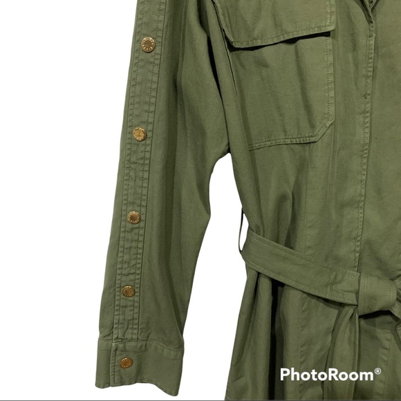 Sandro Bari Twill Field Jacket Belted Army Green Khaki Green Small - Picture 6 of 16